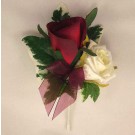 Burgundy & Ivory Rose Corsage