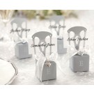 Miniature Silver Chair Favour Box with Heart Charm and Ribbon