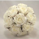 Crimped Ivory Rose Bridesmaid's Bouquet