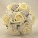 Ivory Rose Diamante Butterfly Children's Posy