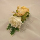 Flowergirl's Gold & Ivory Rose Hair Comb