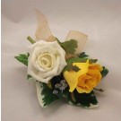 Ivory & Gold Double Rose Buttonhole