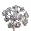 Silver / Grey Satin Ribbon Roses