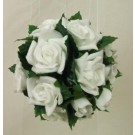 Flowergirl's White Rose & Leaves Pomander Ball