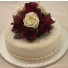 Burgundy & Ivory Rose Organza Cake Topper