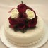 Burgundy & Ivory Rose Organza Cake Topper