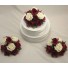 Set of 3 Burgundy & Ivory Rose Cake Toppers