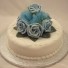 Blue Rose Diamante Organza Cake Topper
