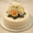 Ivory & Gold Rose Organza Cake Topper
